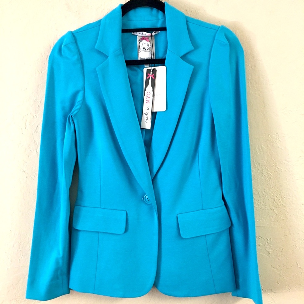 Yoana Baraschi Murano Sports Blazer XS Blue Stretch Made In NYC Office Colorful
